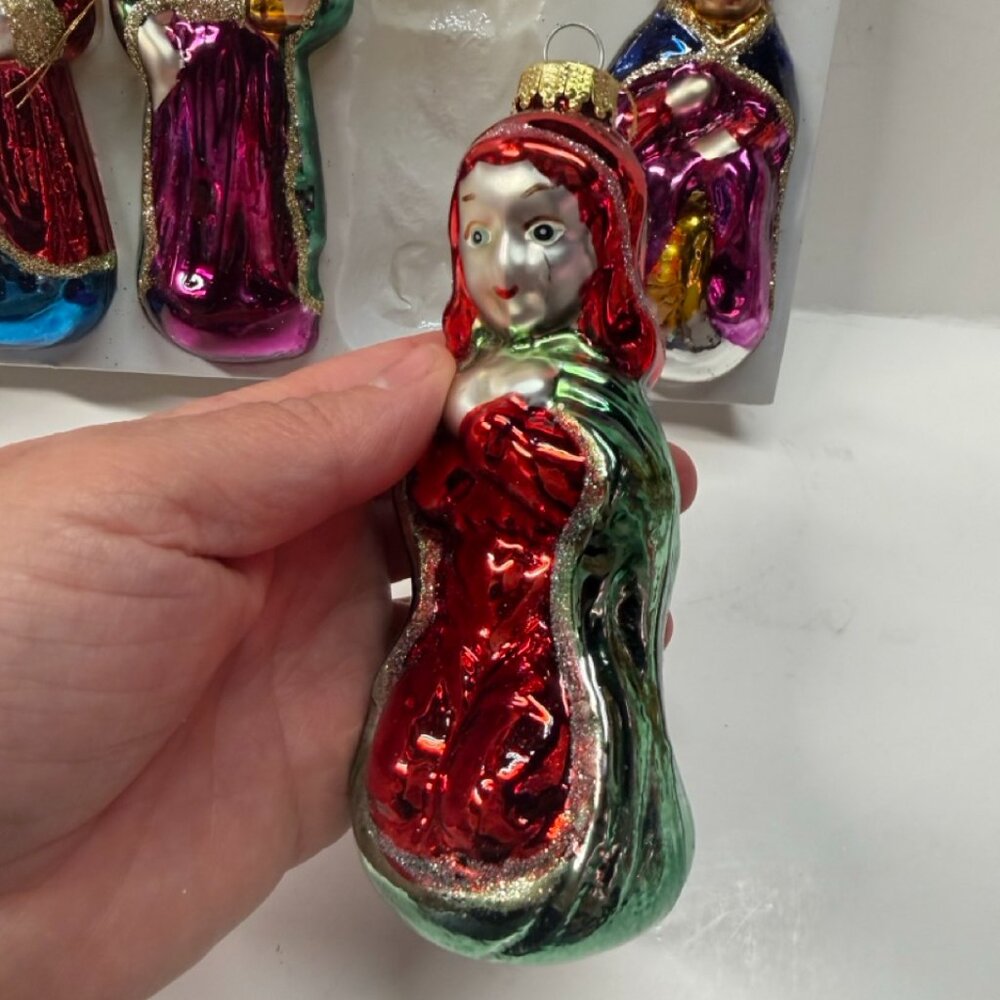 NEW Vintage Glass Nativity Set Christmas Ornaments Baby Jesus Wise Men Mary - Picture 7 of 9